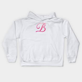 Letter B Monogram, Pink Color Personalized Design Kids Hoodie